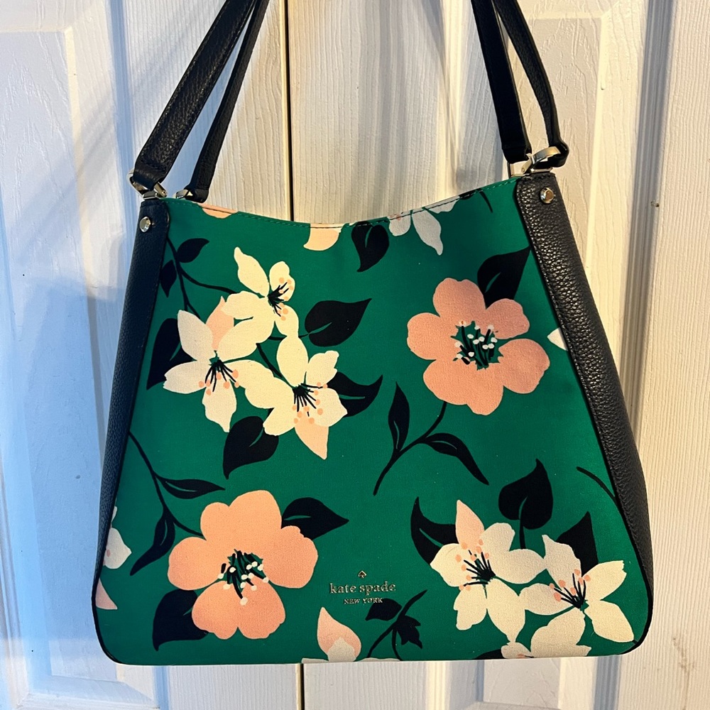 Kate spade green floral shoulder bag